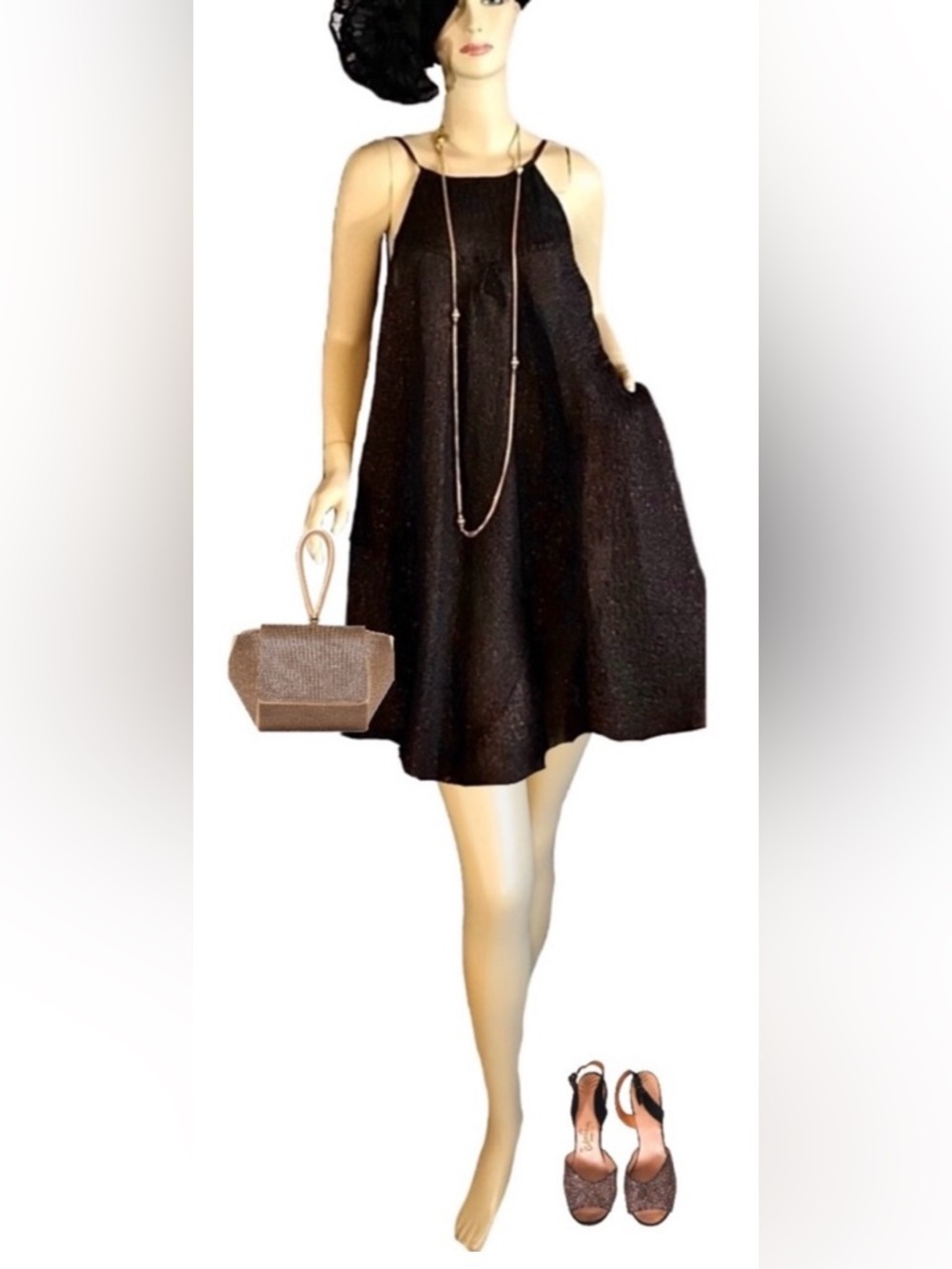 HACHE METALLIC BROWN WIDE LEG TENT ROMPER WITH POCKETS NWT (8)